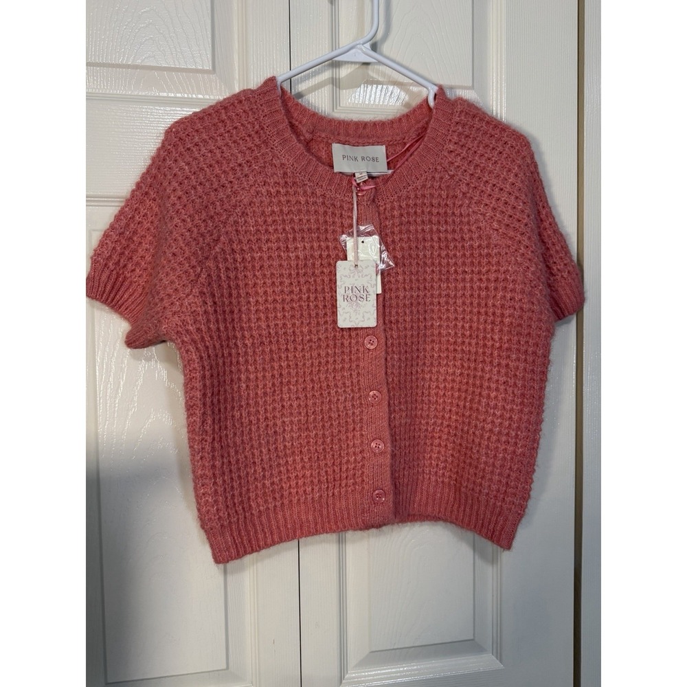 Pink Rose NWT Button Down Cardigan Sweater Pink Size Medium